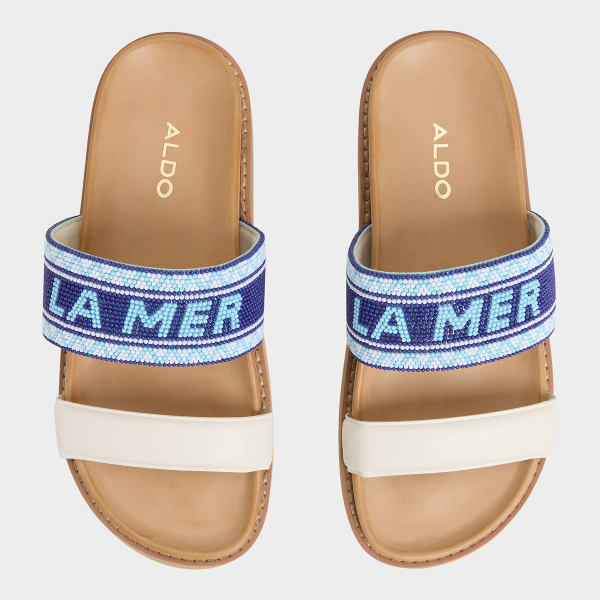Beachvacay White/Blue Women's Footbed sandals - Slide sandal, Footbed sandal | Aldo Signature