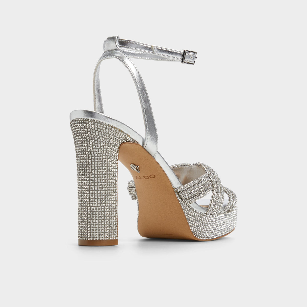Shimma Silver Women's Iridescent metallics - Strappy heeled sandal, Platform | Aldo Exclusive