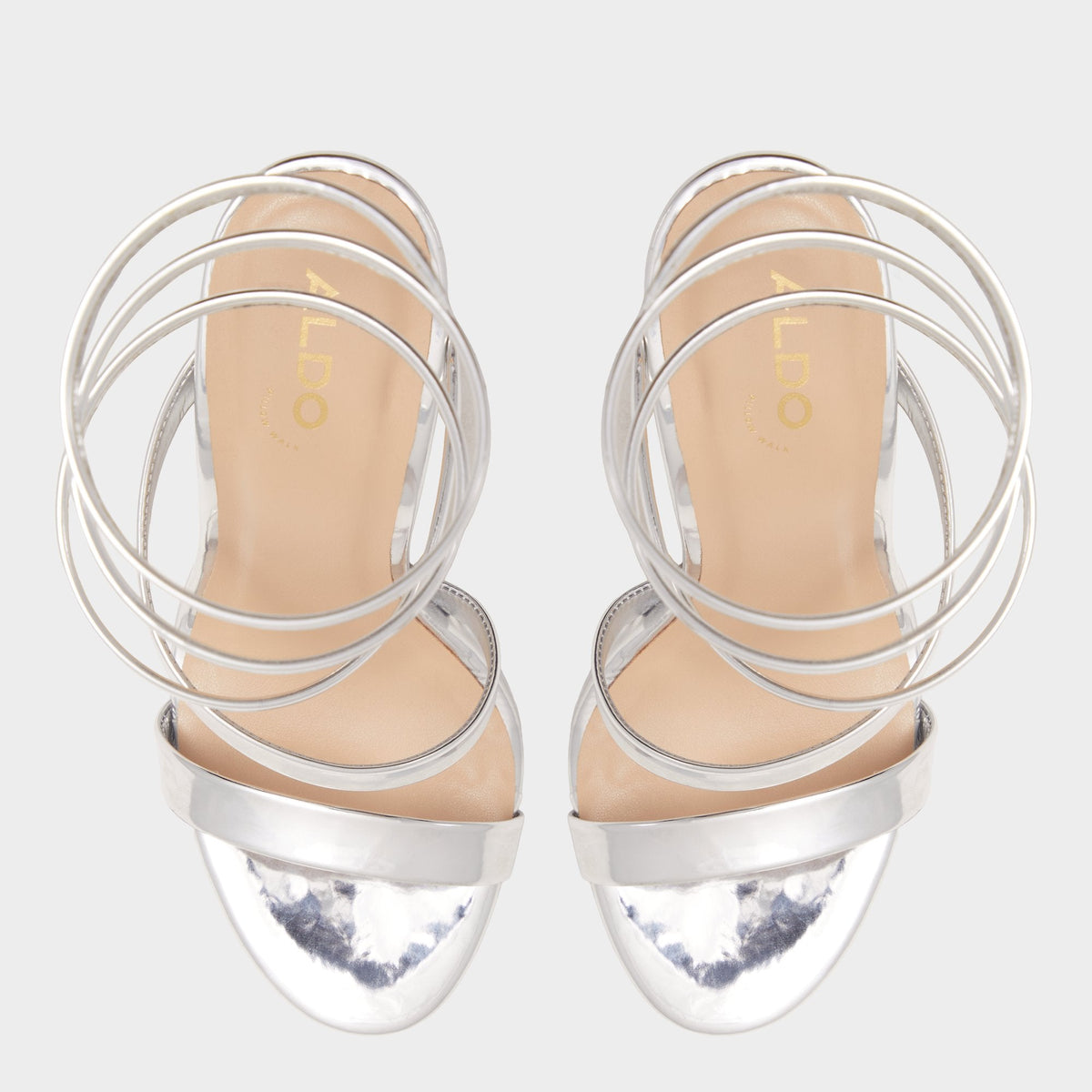 Katswirl in Silver - Strappy sandal, Stiletto platform | Aldo Signature