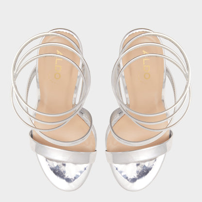Katswirl in Silver - Strappy sandal, Stiletto platform | Aldo Signature