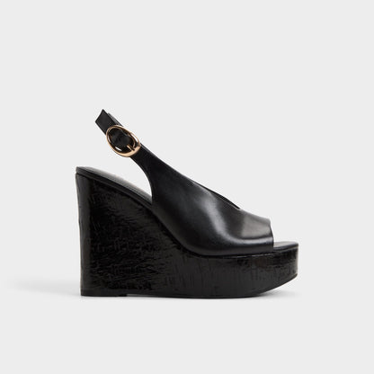 Tatianah in Black - Sling back heeled sandal, Wedge heel | Aldo Exclusive