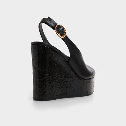 Tatianah in Black - Sling back heeled sandal, Wedge heel | Aldo Exclusive