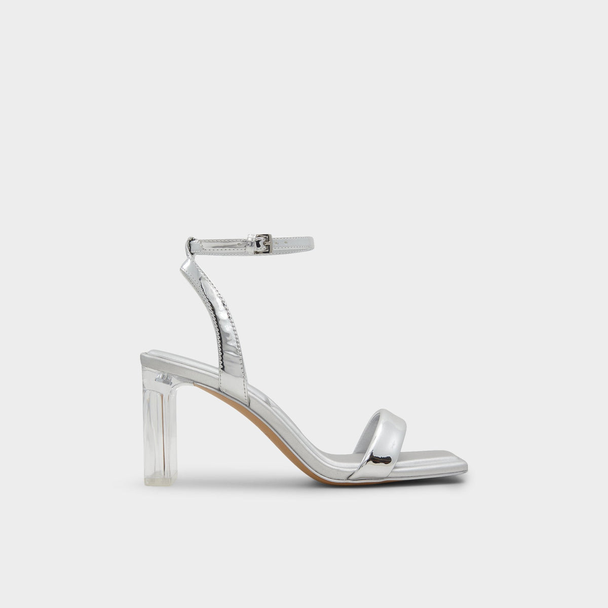Aurorai Silver Women's Block heels - Strappy heeled sandal, Block heel | Aldo Premium