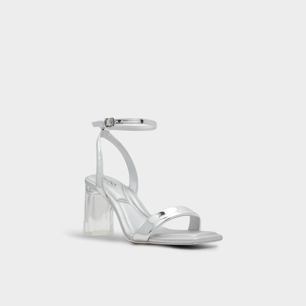 Aurorai Silver Women's Block heels - Strappy heeled sandal, Block heel | Aldo Premium