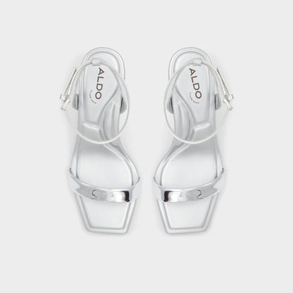 Aurorai Silver Women's Block heels - Strappy heeled sandal, Block heel | Aldo Premium