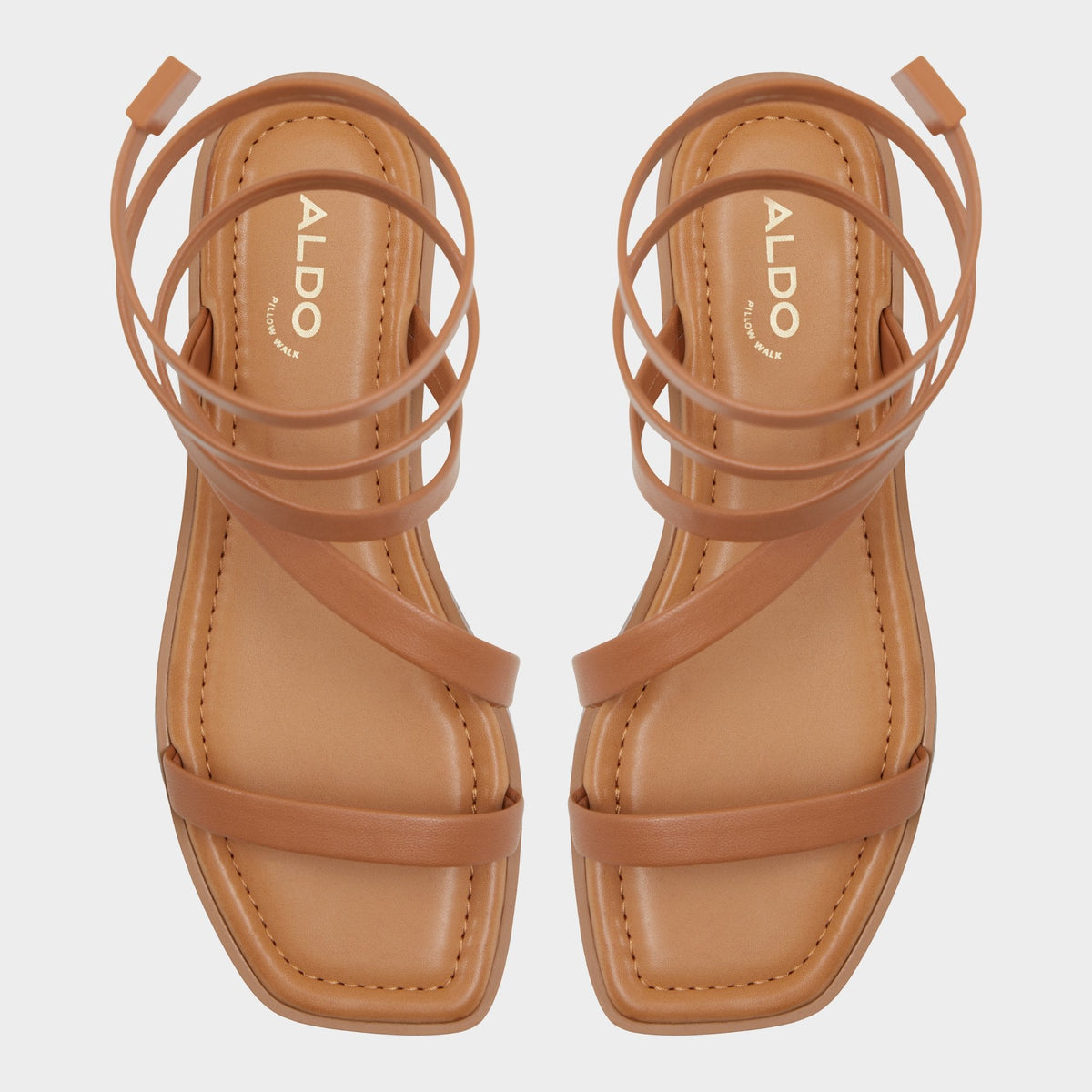 Spinella in Medium Brown - Strappy flat sandal | Aldo New
