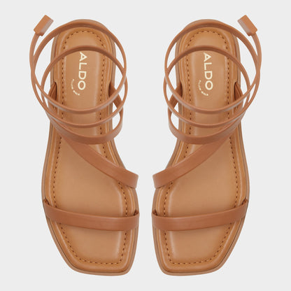 Spinella in Medium Brown - Strappy flat sandal | Aldo New